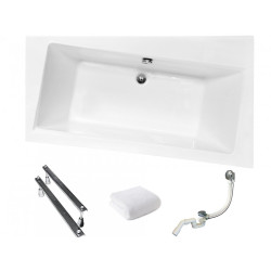 Besco wanna asymetryczna Infinity prawa 160x100 z syfonem i nóżkami