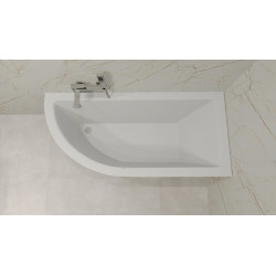 Besco wanna asymetryczna Praktika prawa 140x70 z syfonem i nóżkami