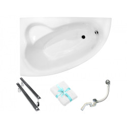 Besco wanna asymetryczna Natalia lewa 150x100 z syfonem i nóżkami