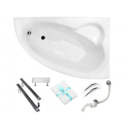 Besco wanna asymetryczna Natalia Premium prawa 150x100 z syfonem i nóżkami