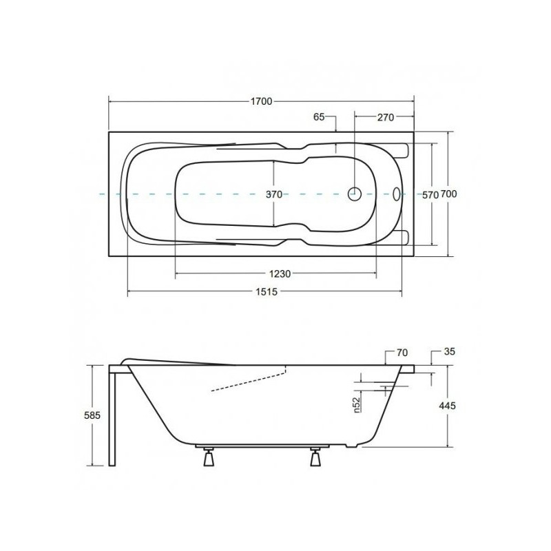 Besco wanna prostokątna Majka Nova 170x70 z zabudową styropianową LED, parawanem, syfonem i nóżkami