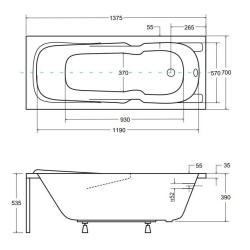 Besco wanna prostokątna Majka Nova 140x70 z zabudową styropianową LED, parawanem, syfonem i nóżkami