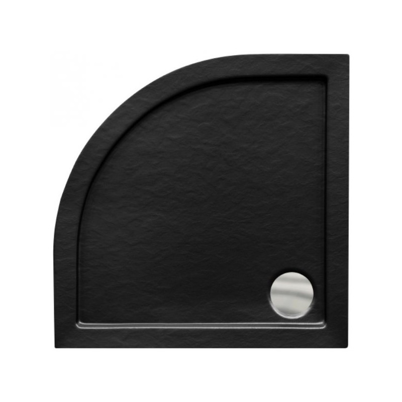 Besco brodzik półokrągły Aron czarny kamień 80x80 z syfonem