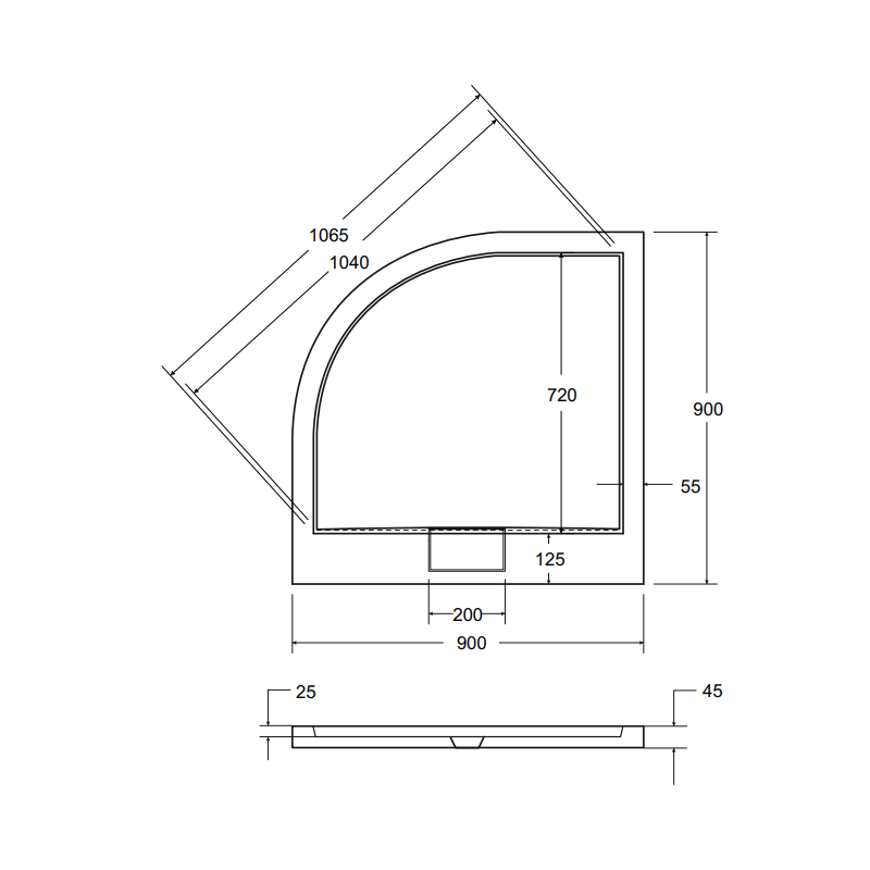 Besco brodzik półokrągły Axim czarny 90x90 czarny z syfonem