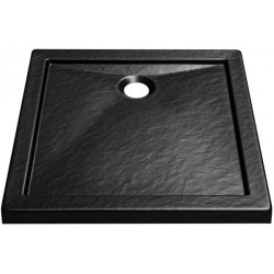 Besco brodzik kwadratowy Aquarium czarny kamień 80x80 z syfonem