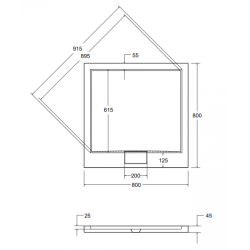 Besco brodzik kwadratowy Axim Ultraslim czarny kamień 80x80 z syfonem