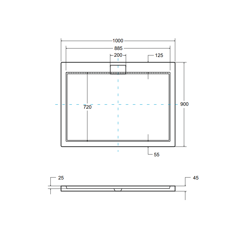 Besco brodzik prostokątny Axim UltraSlim czarny kamień 100x90 z syfonem