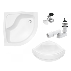 Besco brodzik półokrągły Oliver 90x90 z białą obudową i syfonem