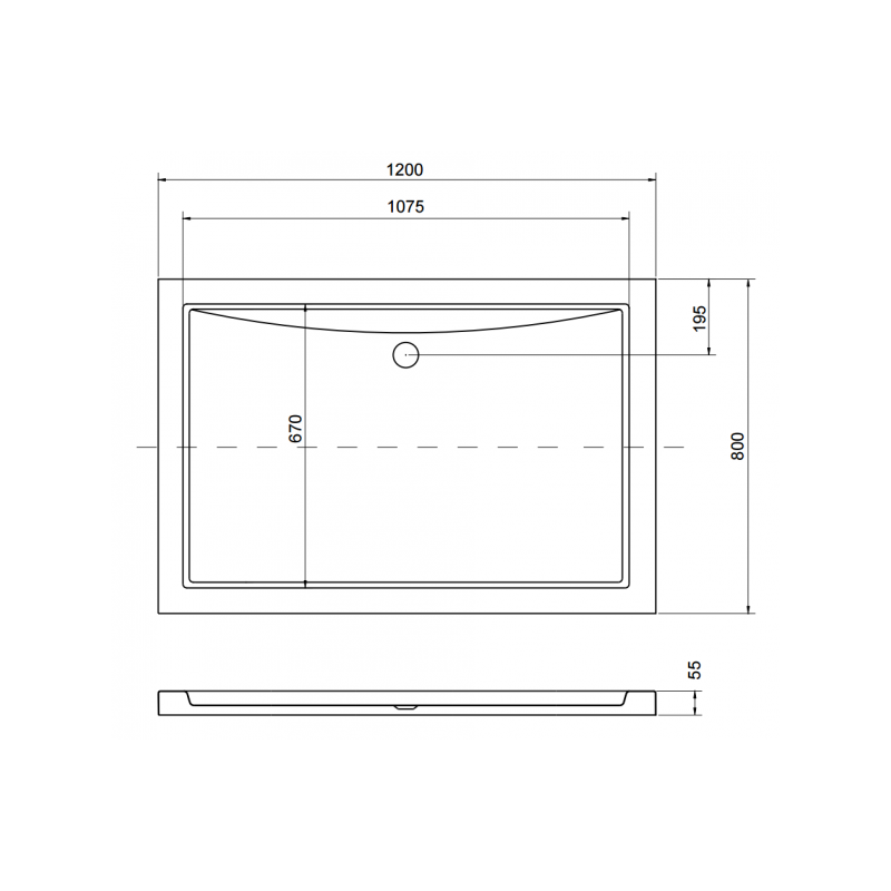Besco brodzik prostokątny Alpina Slimline 120x80 z syfonem