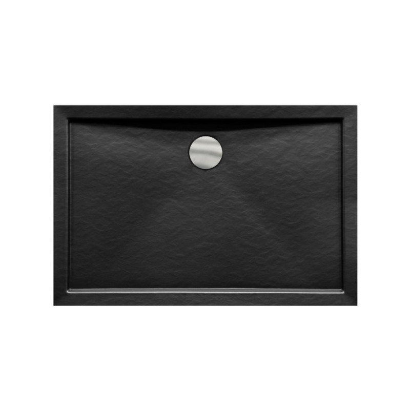 Besco brodzik prostokątny Alpina Slimline czarny kamień 120x80 z syfonem