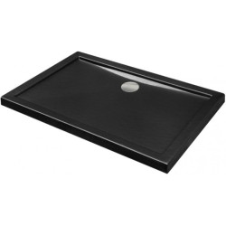 Besco brodzik prostokątny Alpina Slimline czarny kamień 120x80 z syfonem