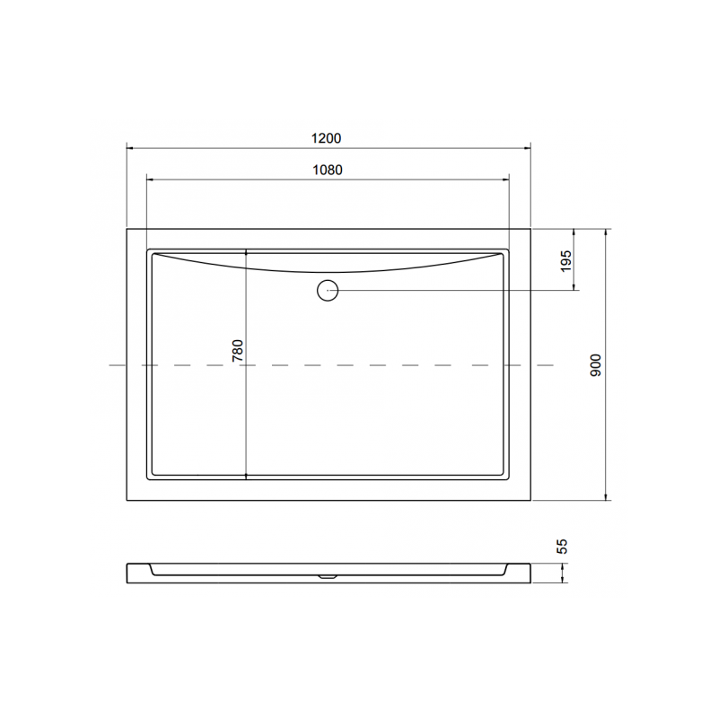 Besco brodzik prostokątny posadzkowy Alpina Slimline 120x80 z syfonem