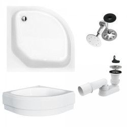 Besco brodzik półokrągły Diper II 90x90 z białą obudowa i syfonem