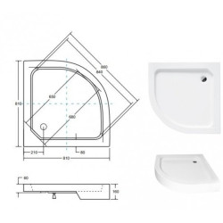 Besco brodzik półokrągły Alex 80x80 Z syfonem