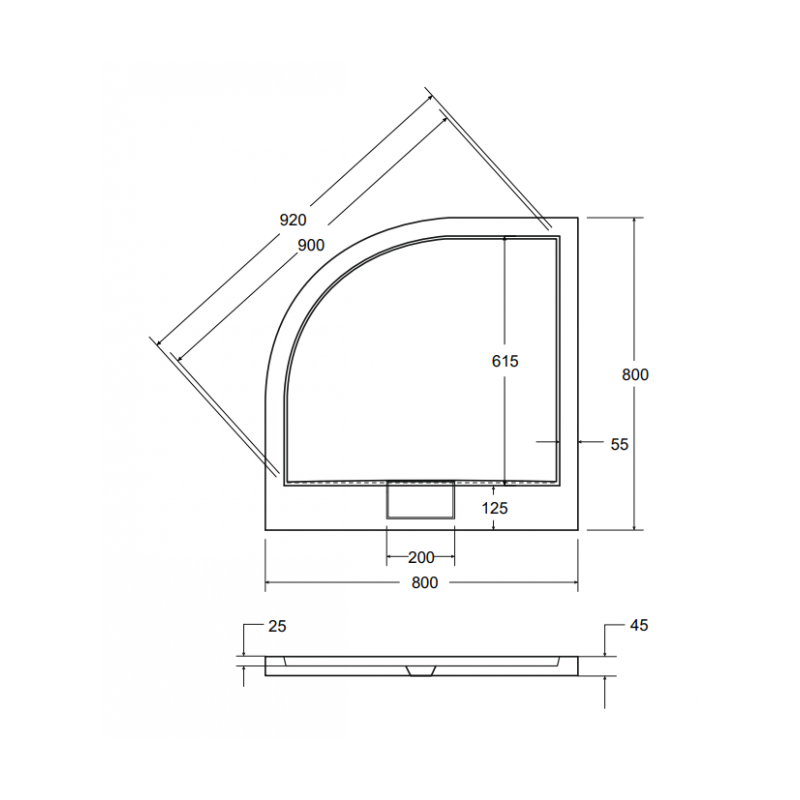 Besco brodzik półokrągły Axim Ultraslim 80x80 z syfonem