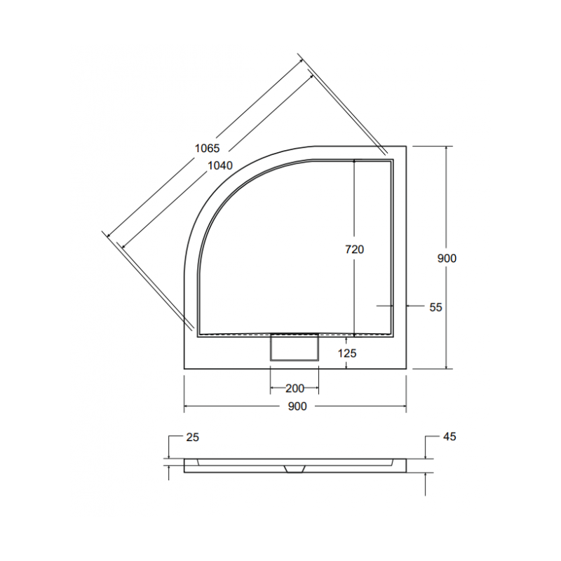 Besco brodzik półokrągły Axim Ultraslim 90x90 z syfonem