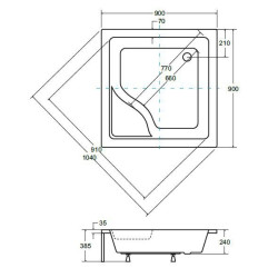 Besco brodzik kwadratowy Igor 90x90 z syfonem