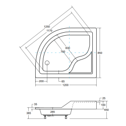 Besco brodzik asymetryczny Maxi lewy 120x85 z syfonem