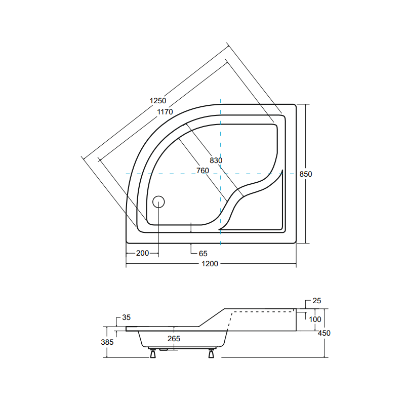Besco brodzik asymetryczny Maxi lewy 120x85 z syfonem