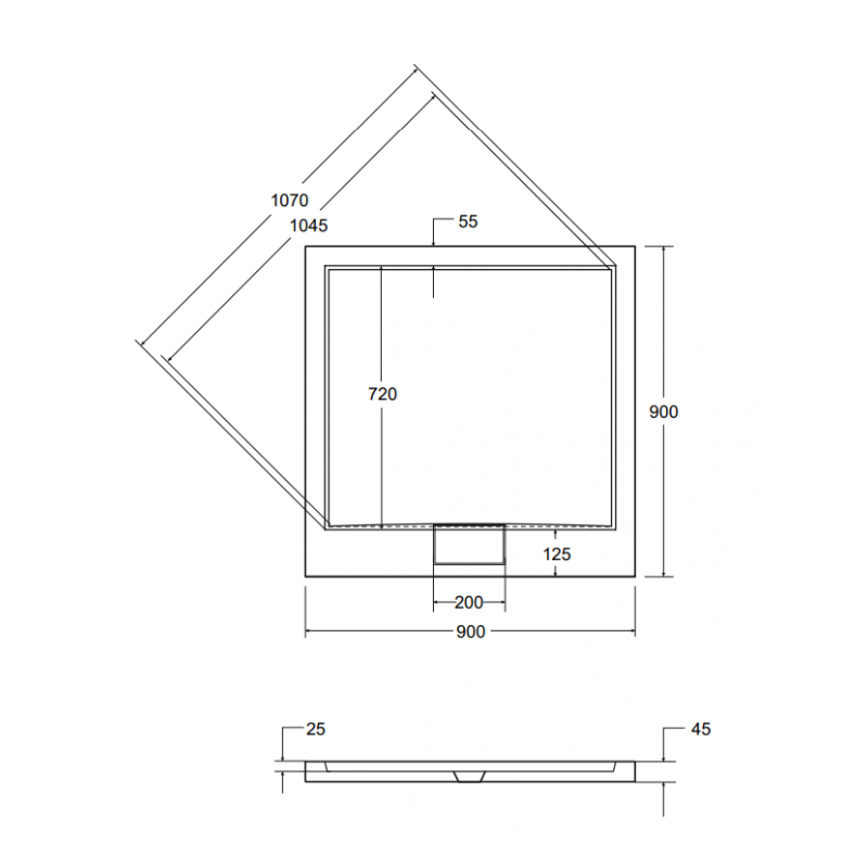 Besco brodzik kwadratowy Axim Ultaslim 90x90 z syfonem