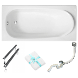 Polimat wanna prostokątna Medium 160x75 z syfonem i nóżkami