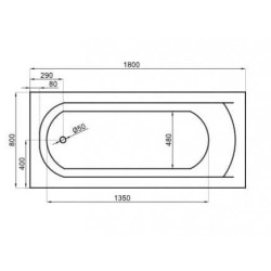Polimat Wanna prostokątna Classic Slim 180x80 z Syfonem i Nóżkami