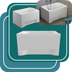 Polimat prostokątna wanna mini 110x70 z białą obudową, syfonem i nóżkami