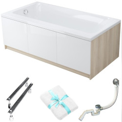 Cersanit Smart Wanna Akrylowa 160x80 PRAWA z Syfonem i Białym Panelem