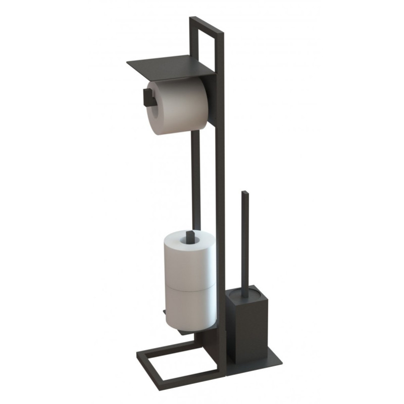 Deante Mokko nero przybornik, stojak z półką na papier toaletowy i zapas