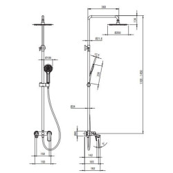 Deante deszczownia Coriander nero z baterią wannową mieszaczową