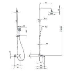 Deante deszczownia Coriander chrom z baterią wannową mieszaczową