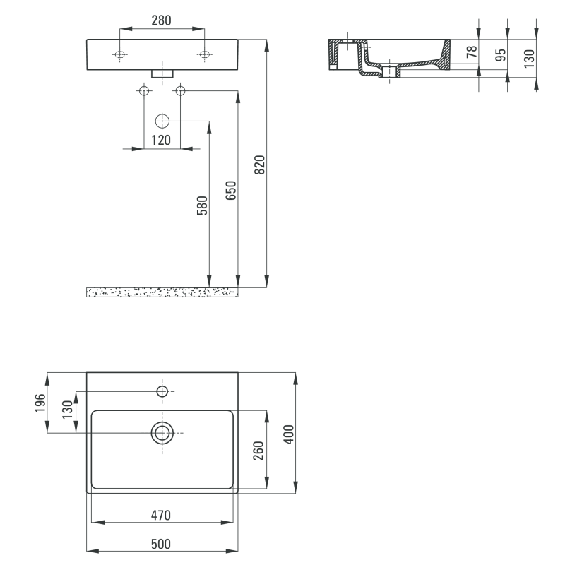 Deante umywalka Temisto biała stawiana na blat 500x400 mm