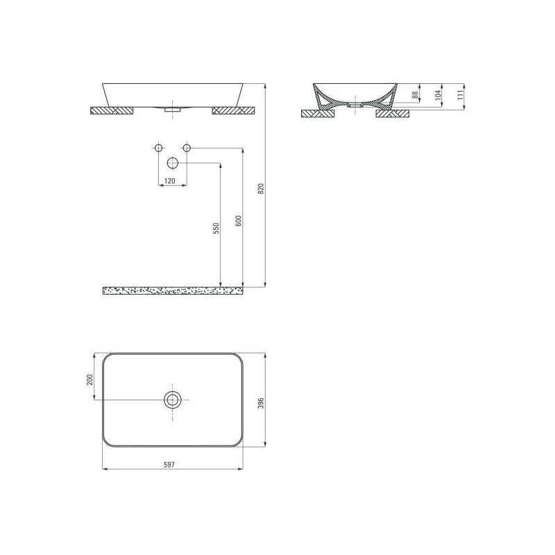 Deante umywalka Tess biała stawiana na blat 60 cm