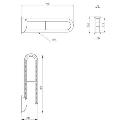 Deante Vital uchwyt stalowy przyścienny składany 760 mm