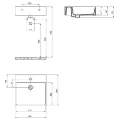 Deante umywalka Temisto biała stawiana na blat 500x500 mm