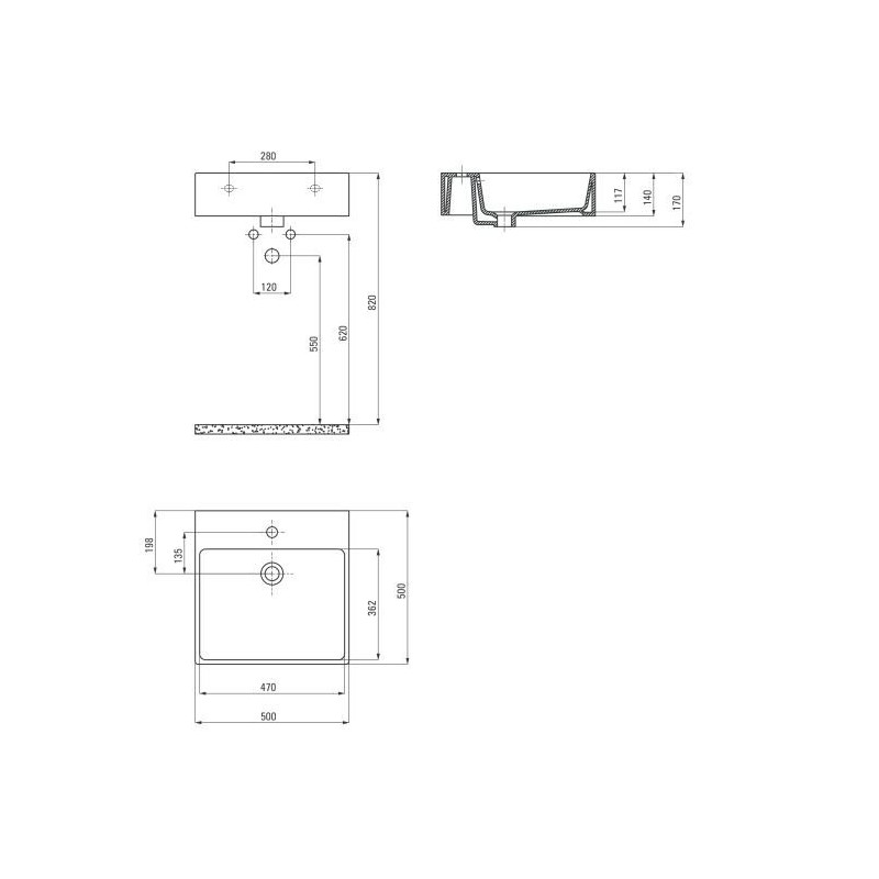 Deante Temisto umywalka 565x500 biały, nero