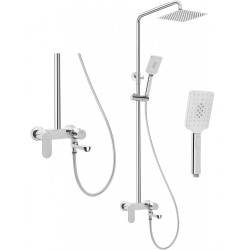 Deante deszczownia Alpinia chrom z baterią wannową mieszaczową z ruchomą wylewką