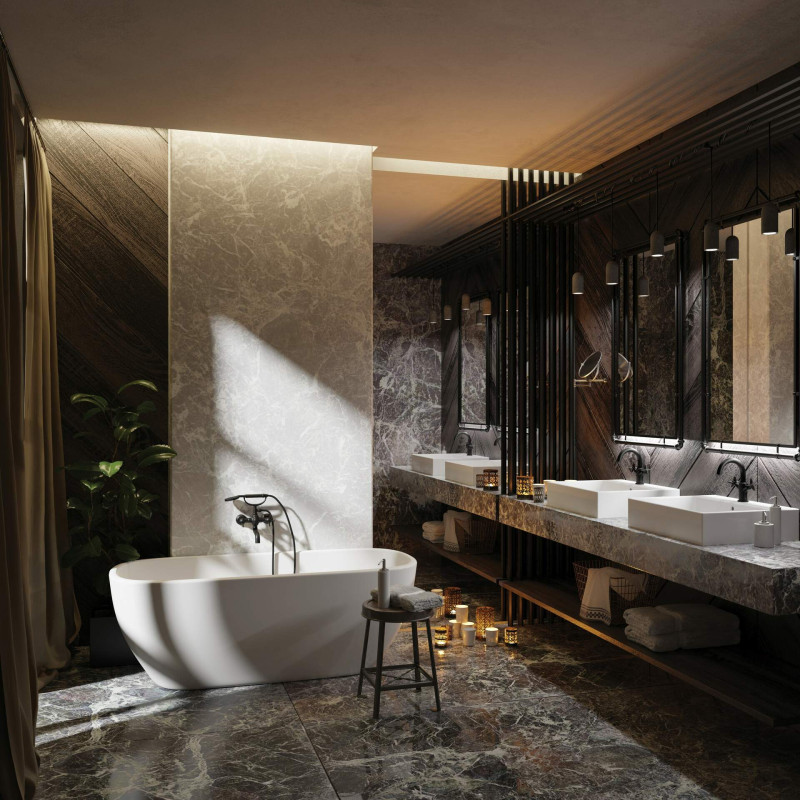 Deante Round lusterko kosmetyczne na ramieniu, 2-str, powiększenie x3, chrom