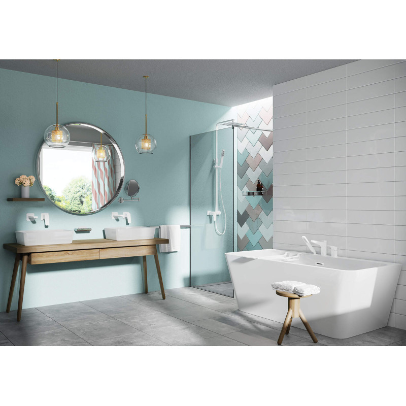 Deante Round lusterko kosmetyczne na ramieniu, 2-str, powiększenie x3, chrom