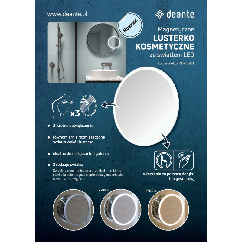 Deante Round lusterko magnetic led