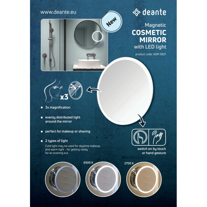 Deante Round lusterko magnetic led