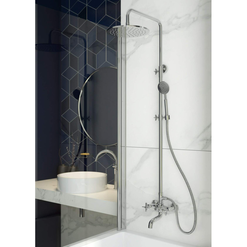 Deante deszczownia Temisto chrom z baterią natryskową