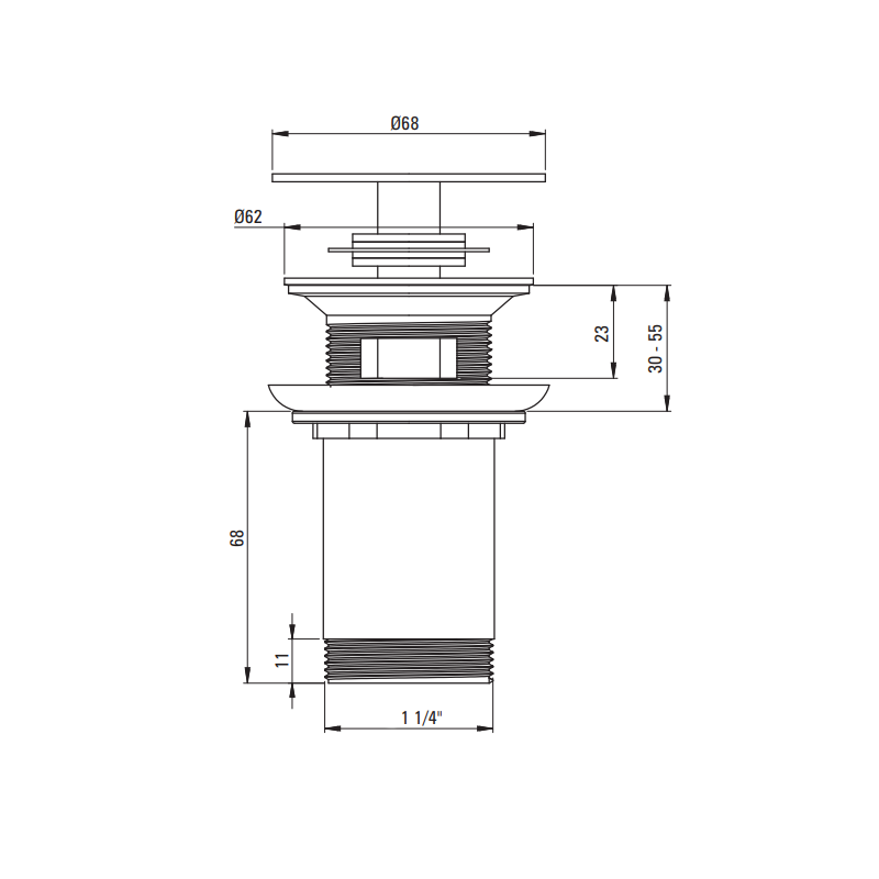 Deante click-clack ceramiczny uniwersalny, z tuleją