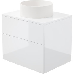 Deante umywalka granit alabaster ø360 + szafka Prisma biały połysk