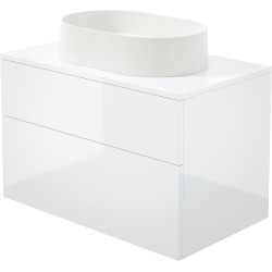 Deante umywalka granit alabaster 550x350 mm + szafka Prisma biały połysk