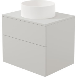 Deante umywalka granit alabaster ø360 + szafka Prisma biały kaszmir