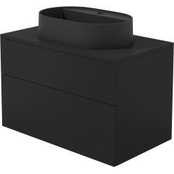 Deante umywalka granit nero 550x350 mm z miejscem na baterię + szafka Prisma nero