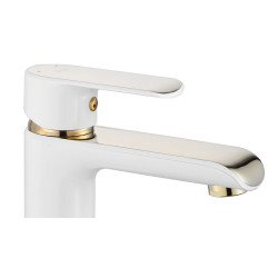 Rea bateria umywalkowa niska Bloom Biała/Złota