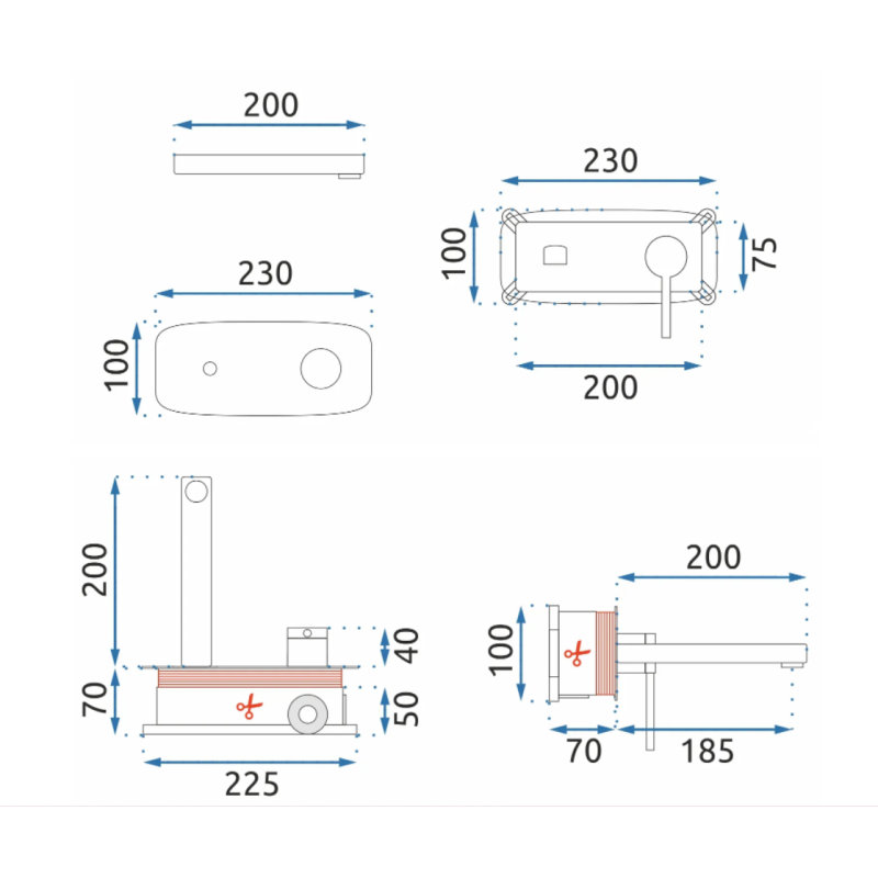 Rea bateria umywalkowa podtynkowa Oval Czarna