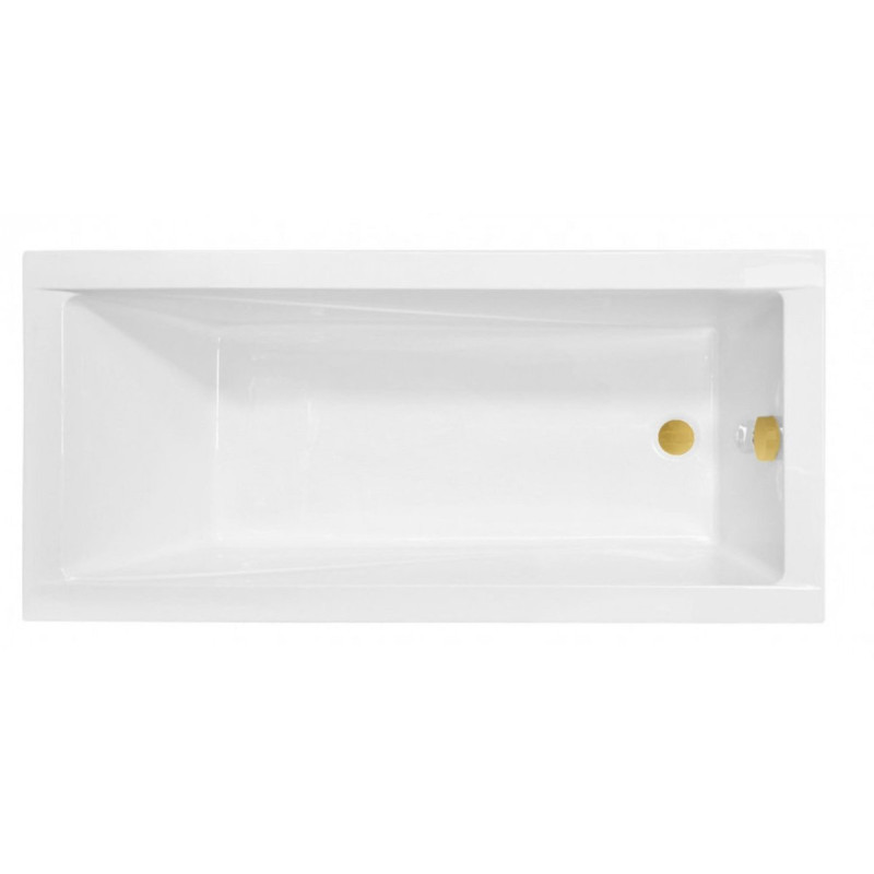 Besco wanna prostokątna Modern 120x70 ze złotym syfonem i nóżkami